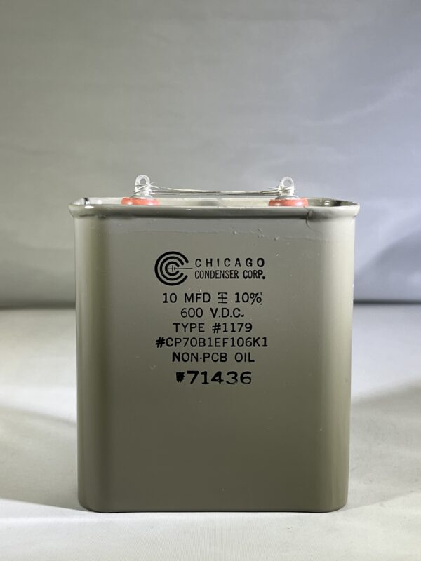 CP70B1EF106K1 (CQ72) High Voltage Capacitor 10 MFD 600 VDC P/N 1179 Chicago Condenser Corp