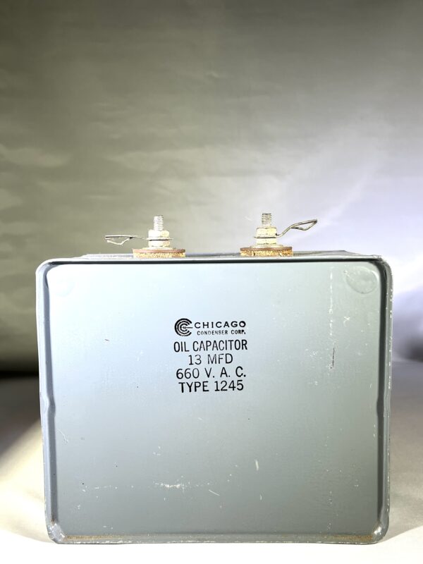 High Voltage Capacitor 13 MFD 660 VAC P/N 1245 Chicago Condenser Corp