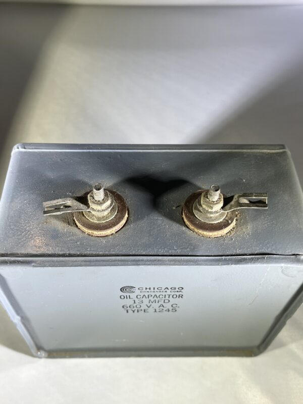 High Voltage Capacitor 13 MFD 660 VAC P/N 1245 Chicago Condenser Corp - Image 2