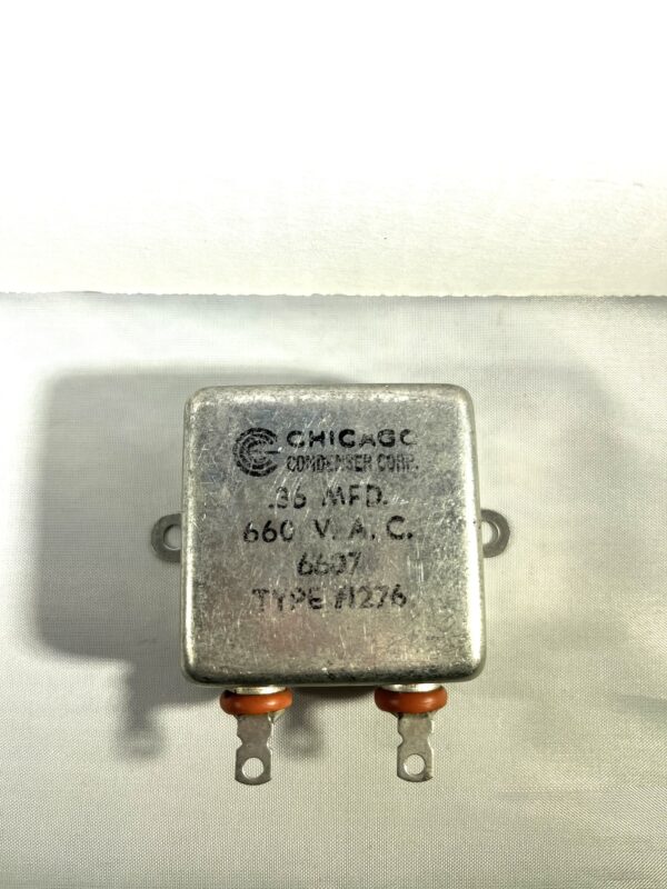 High Voltage Capacitor .36 MFD 660 VAC P/N 1276 Chicago Condenser Corp - Image 2