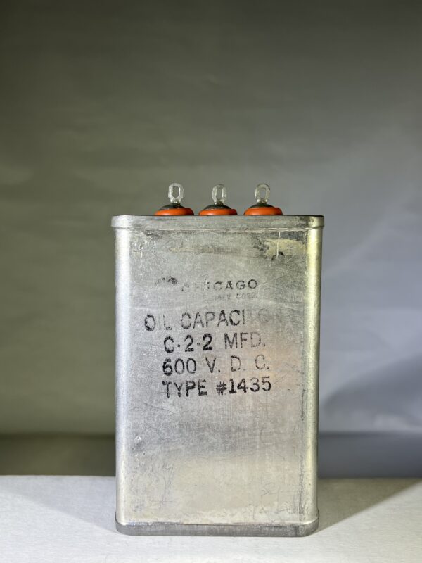 High Voltage DUAL Capacitor 2.0 / 2.0 MFD 600 VDC P/N 1435 Chicago Condenser Corp