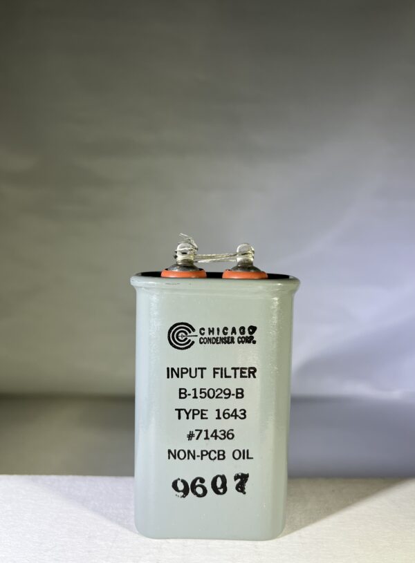 High Voltage Filter Capacitor 0.1 uF 400 VDC P/N 1643 Chicago Condenser Corp B-15029-B