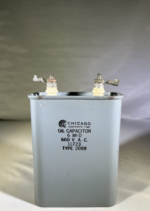 11723 High Voltage Capacitor 6 MFD 660 VAC P/N 2088 Chicago Condenser Corp