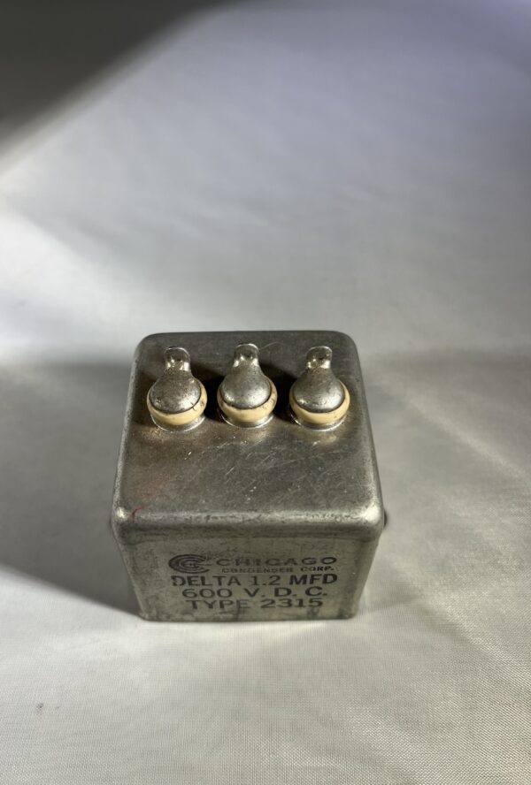 High Voltage Capacitor Delta 3 x 1.2 MFD 600 VDC P/N 2315 Chicago Condenser Corp - Image 2