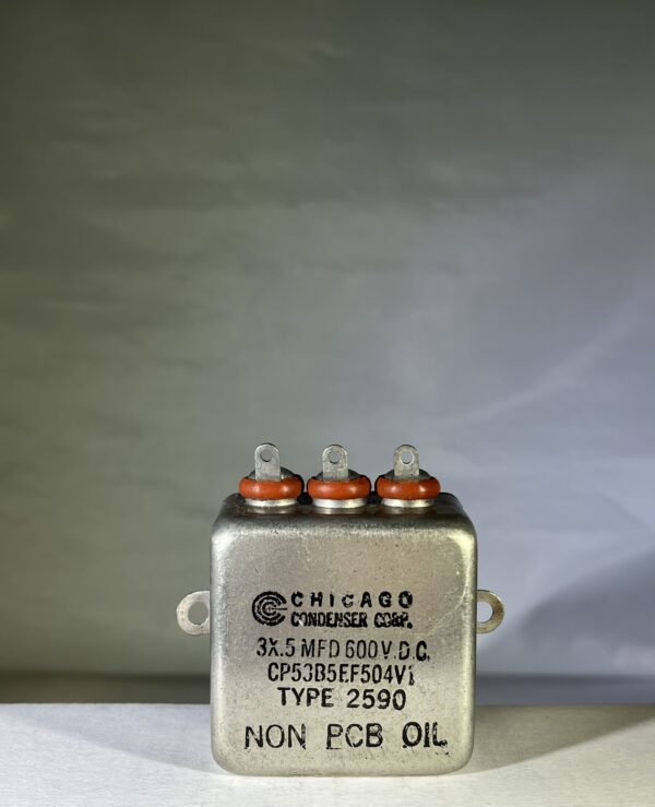 CP53B5EF504V1 High Voltage Capacitor 3 x .5 MFD 600 VDC P/N 2590 Chicago Condenser Corp