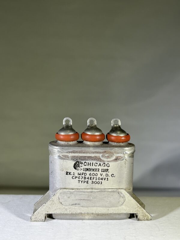 CP67B4EF104V1 High Voltage Capacitor 2 x .1 MFD 600 VDC P/N 3001 Chicago Condenser Corp