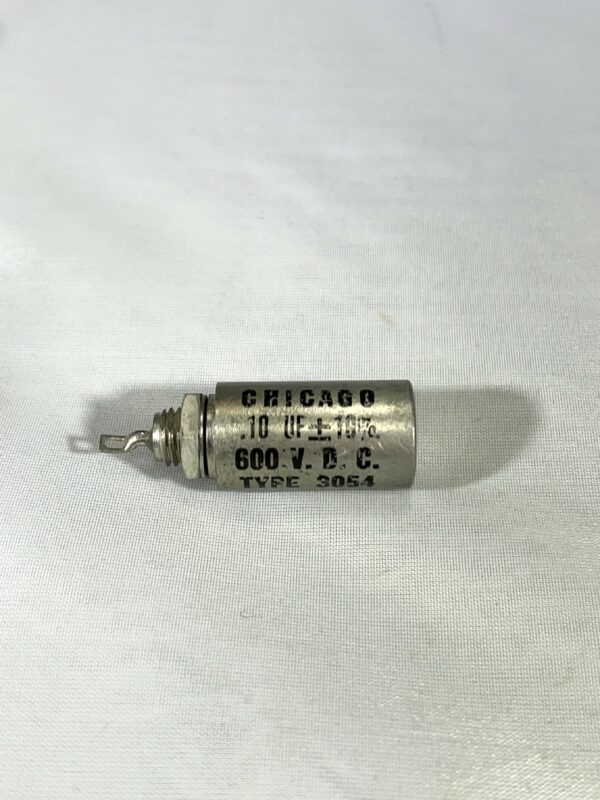 U.S.N.1596678-2 High Voltage Capacitor .10 uF 600 VDC P/N 3054 Chicago Condenser Corp