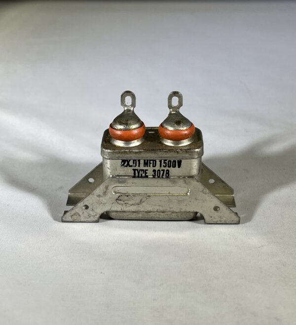 High Voltage Capacitor 2 x .01 MFD 1500 VDC P/N 3078 Chicago Condenser Corp