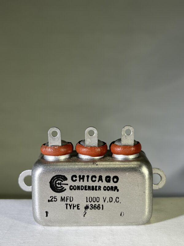 High Voltage Capacitor .25 MFD 1000 VDC P/N 3661 Chicago Condenser Corp