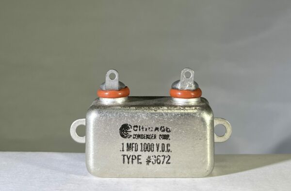 High Voltage Capacitor .1 MFD 1000 VDC P/N 3672 Chicago Condenser Corp