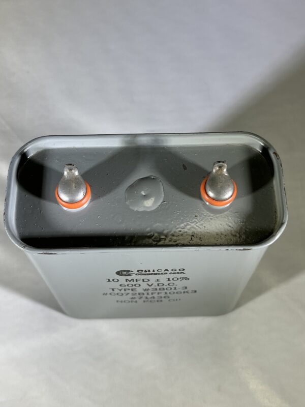 CQ72B1FF106K3 High Voltage Capacitor 10 MFD 600 VDC P/N 3801-3 Chicago Condenser Corp - Image 2