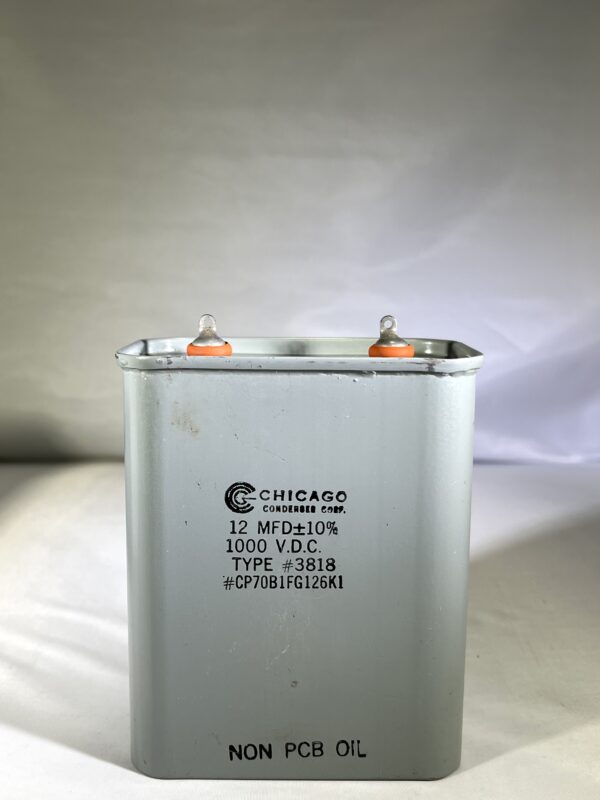 CP70B1FG126K1 (CQ72) High Voltage Capacitor 12 MFD 1000 VDC P/N 3818 Chicago Condenser Corp