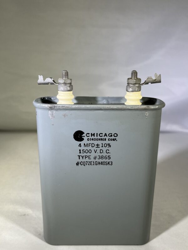 CQ72E1GH405K3 High Voltage Capacitor 4 MFD 1500 VDC P/N 3865 Chicago Condenser Corp