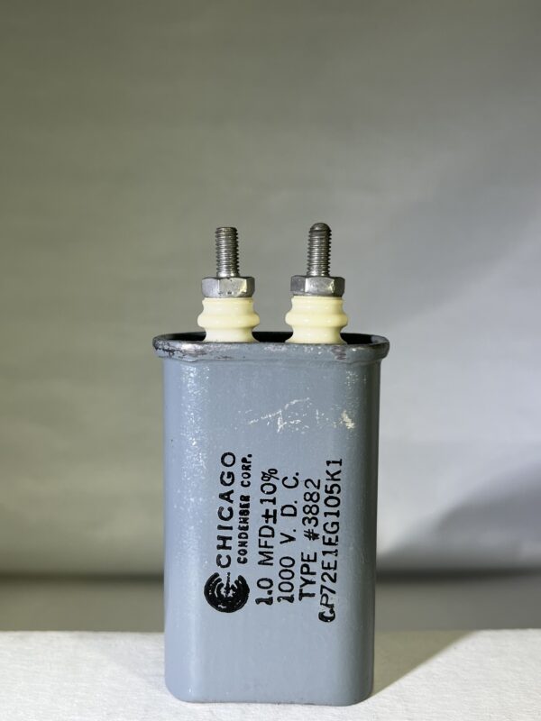 High Voltage Capacitor 1.0 MFD 1000 VDC P/N 3882 Chicago Condenser Corp