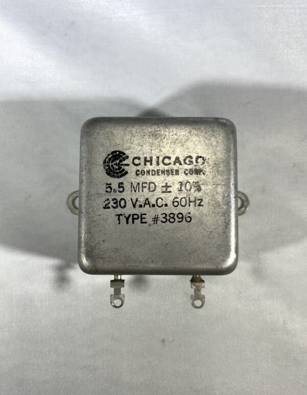 High Voltage Capacitor 5.5 MFD 230 VAC P/N 3896 Chicago Condenser Corp