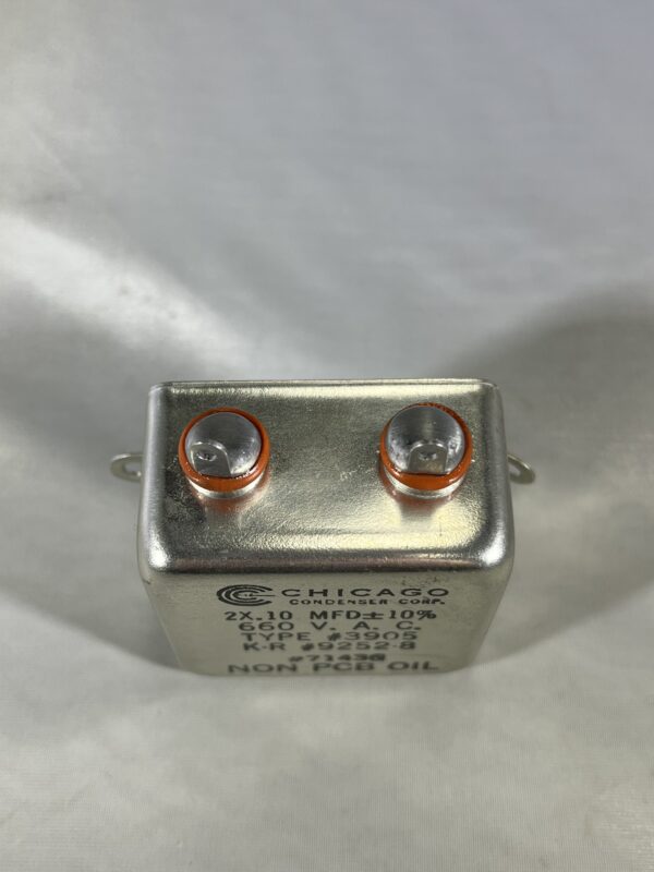 K-R 9252-8 High Voltage Capacitor 2 x .10 MFD 660 VAC P/N 3905 Chicago Condenser Corp - Image 2
