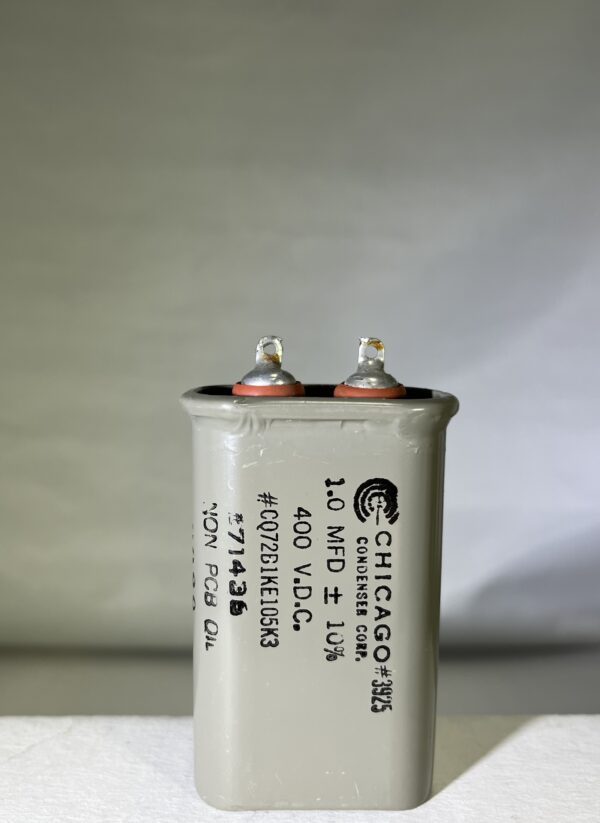 High Voltage Capacitor 1.0 MFD 400 VDC P/N 3925 Chicago Condenser Corp