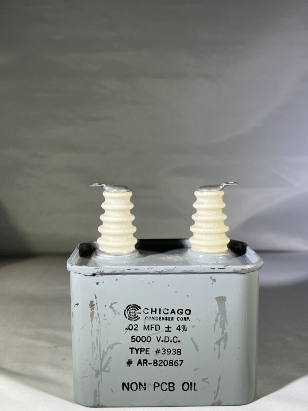 AR-820867 High Voltage Capacitor .02 MFD 5000 VDC P/N 3938 Chicago Condenser Corp