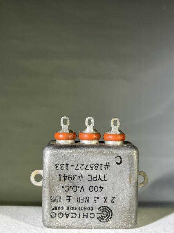 185727-133 High Voltage Capacitor 2 x .5 MFD 400 VDC P/N 3941 Chicago Condenser Corp