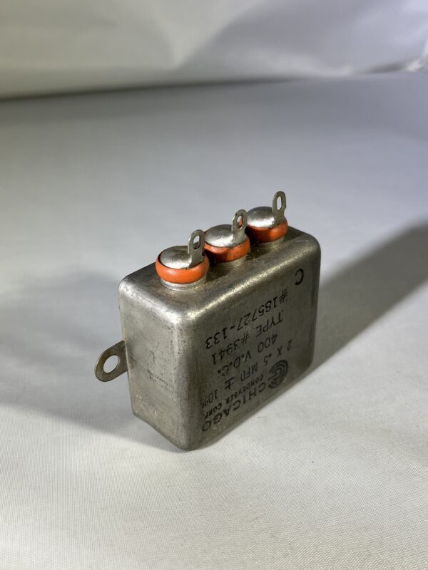 185727-133 High Voltage Capacitor 2 x .5 MFD 400 VDC P/N 3941 Chicago Condenser Corp - Image 2