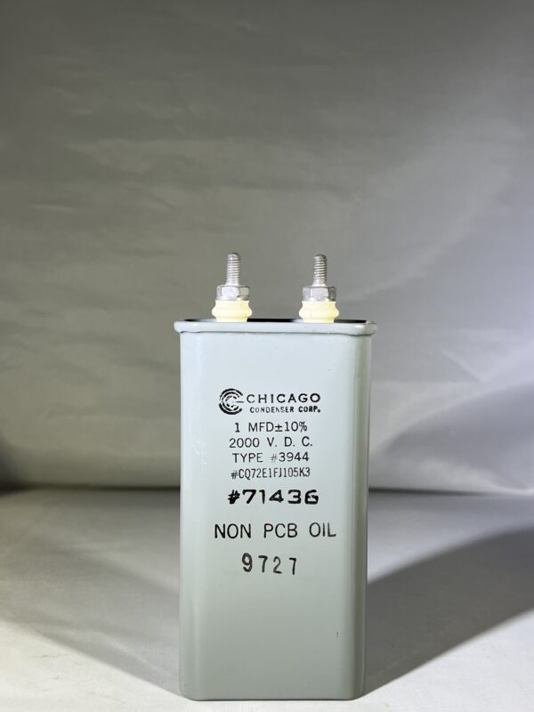 CP72E1FJ105K3 High Voltage Capacitor 1 MFD 2000 VDC P/N 3944 Chicago Condenser Corp