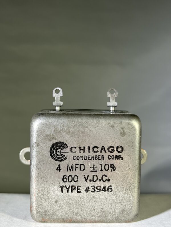 High Voltage Capacitor 4 MFD 600 VDC P/N 3946 Chicago Condenser Corp