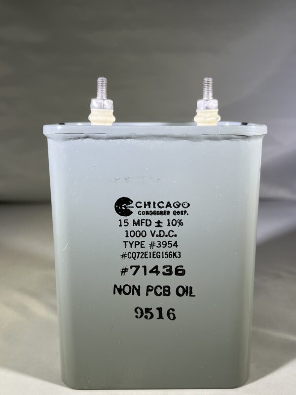 CQ72E1EG156K3 High Voltage Capacitor 15 MFD 1000 VDC P/N 3954 Chicago Condenser Corp