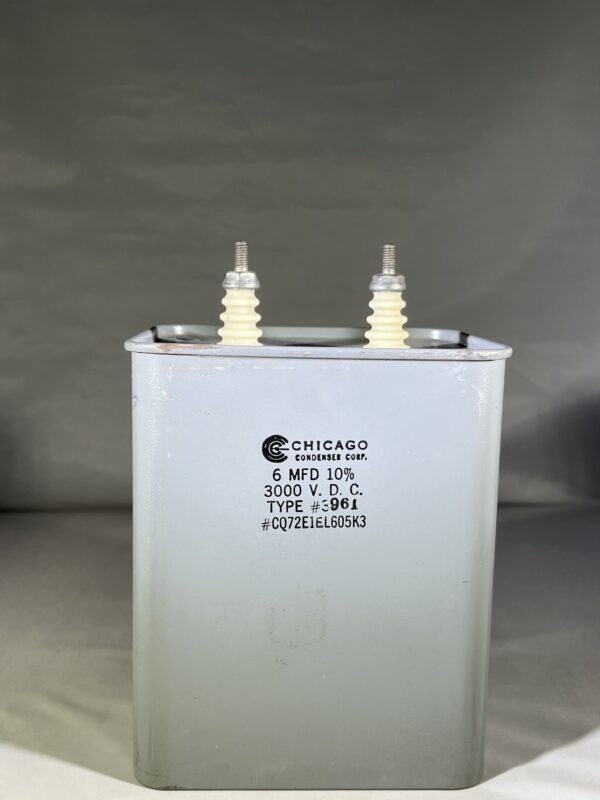 High Voltage Capacitor 6 MFD 3000 VDC P/N 3961 Chicago Condenser Corp
