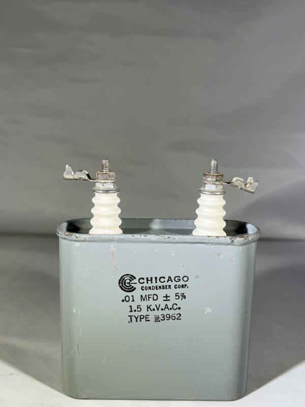High Voltage Capacitor .01 MFD 1500 VAC P/N 3962 Chicago Condenser Corp