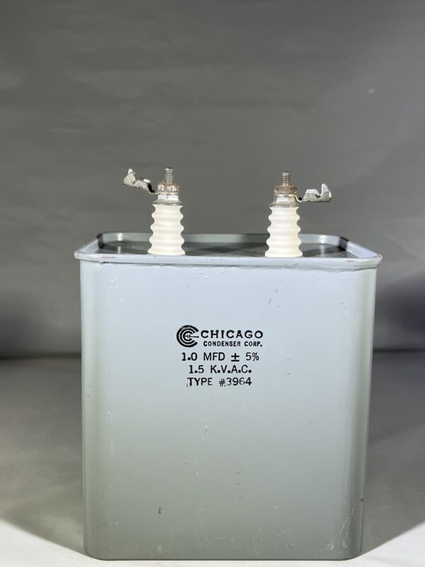 High Voltage Capacitor 1.0 MFD 1500 VAC P/N 3964 Chicago Condenser Corp