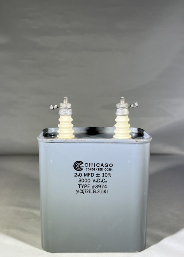 CQ72E1EL205K1 High Voltage Capacitor 2.0 MFD 3000 VDC P/N 3974 Chicago Condenser Corp