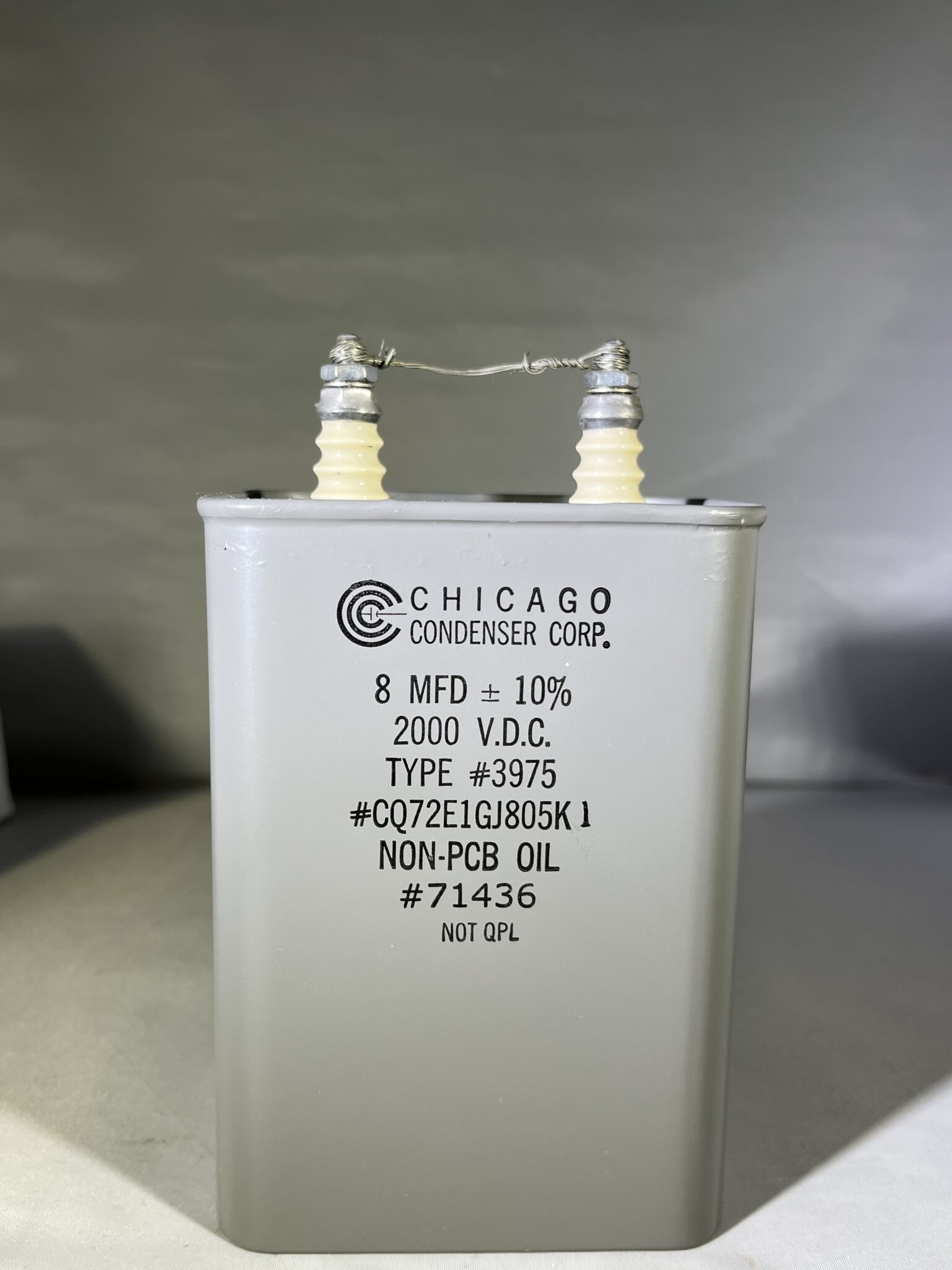 CQ72E1GJ805K1 High Voltage Capacitor 8 MFD 2000 VDC P/N 3975 Chicago