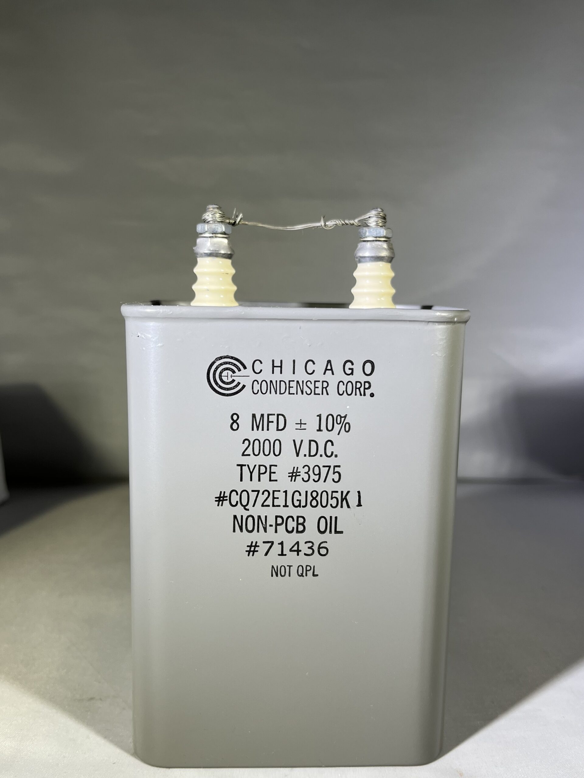 CQ72E1GJ805K1 High Voltage Capacitor 8 MFD 2000 VDC P/N 3975 Chicago ...