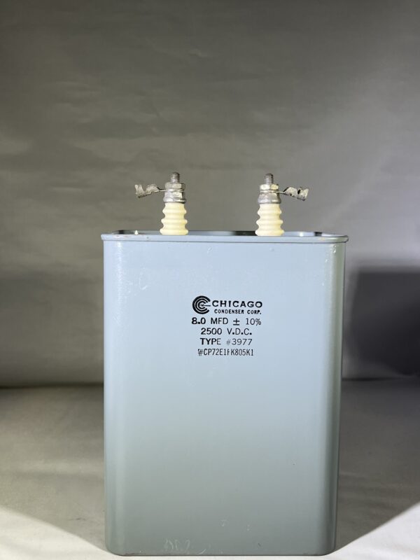CQ72E1FK805K1 High Voltage Capacitor 8 MFD 2500 VDC P/N 3977 Chicago Condenser Corp