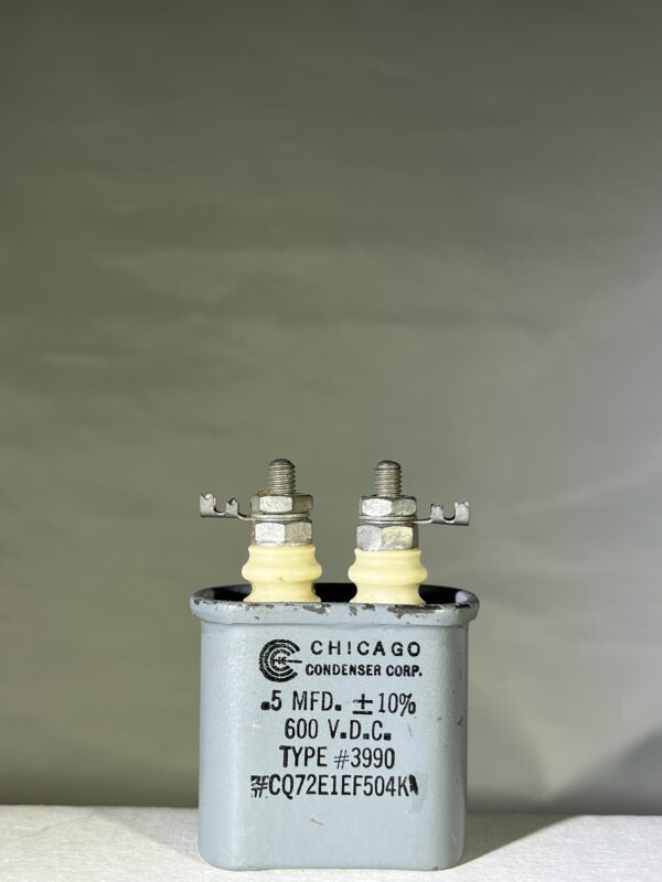 CQ72E1EF504K1 High Voltage Capacitor .5 MFD 600 VDC P/N 3990 Chicago Condenser Corp