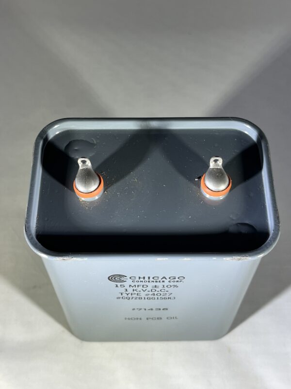 CQ72B1GG156K3 High Voltage Capacitor 15 MFD 1000 VDC P/N 4027 Chicago Condenser Corp - Image 2