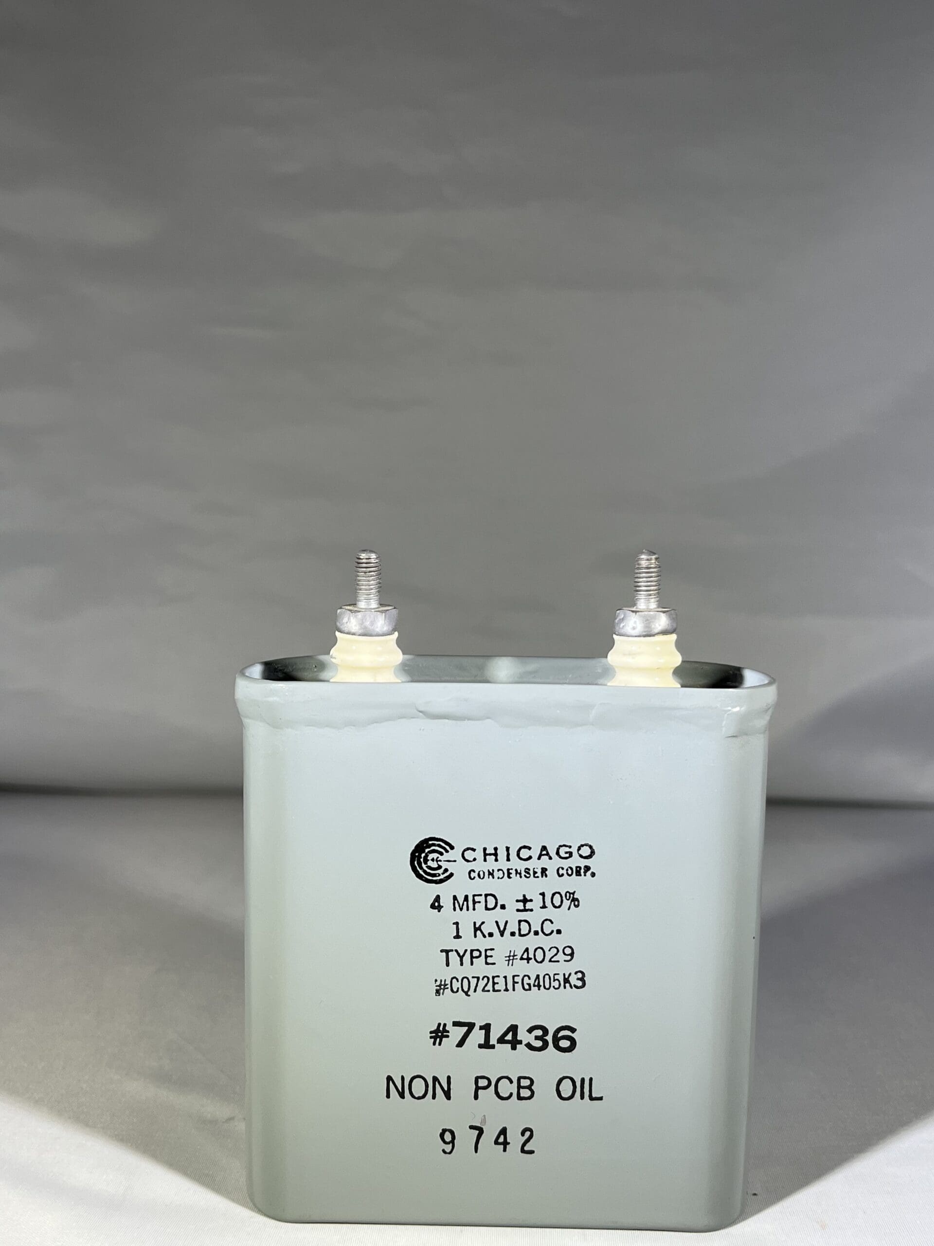 CQ72E1FG405K3 High Voltage Capacitor 4 MFD 1000 VDC P/N 4029 Chicago ...