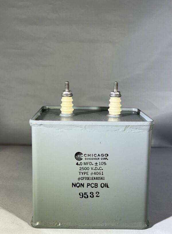 CP70E1E405K1 (CQ72) High Voltage Capacitor 4.0 MFD 2500 VDC P/N 4061 Chicago Condenser Corp