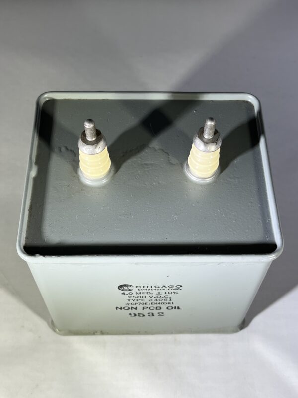 CP70E1E405K1 (CQ72) High Voltage Capacitor 4.0 MFD 2500 VDC P/N 4061 Chicago Condenser Corp - Image 2