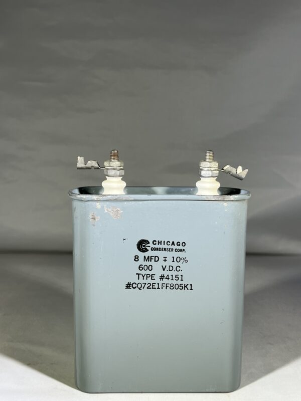 High Voltage Capacitor 8 MFD 600 VDC P/N 4151 Chicago Condenser Corp