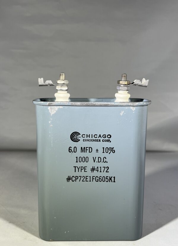 CP72E1FG605K1 High Voltage Capacitor 6.0 MFD 1000 VDC P/N 4172 Chicago Condenser Corp