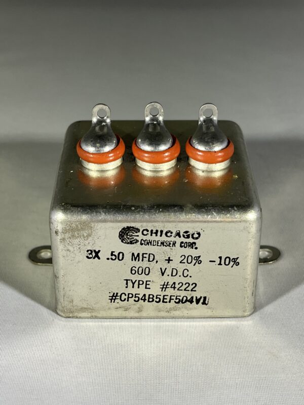 CP54B5EF504V1 High Voltage Capacitor 3 x .50 MFD 600 VDC P/N 4222 Chicago Condenser Corp