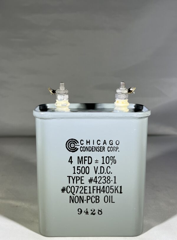 CQ72E1FH405K1 High Voltage Capacitor 4 MFD 1500 VDC P/N 4238-1 Chicago Condenser Corp