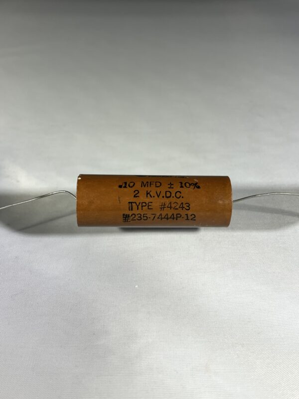 235-7444P-12 High Voltage Capacitor .10 MFD 2000 VDC P/N 4243 Chicago Condenser Corp