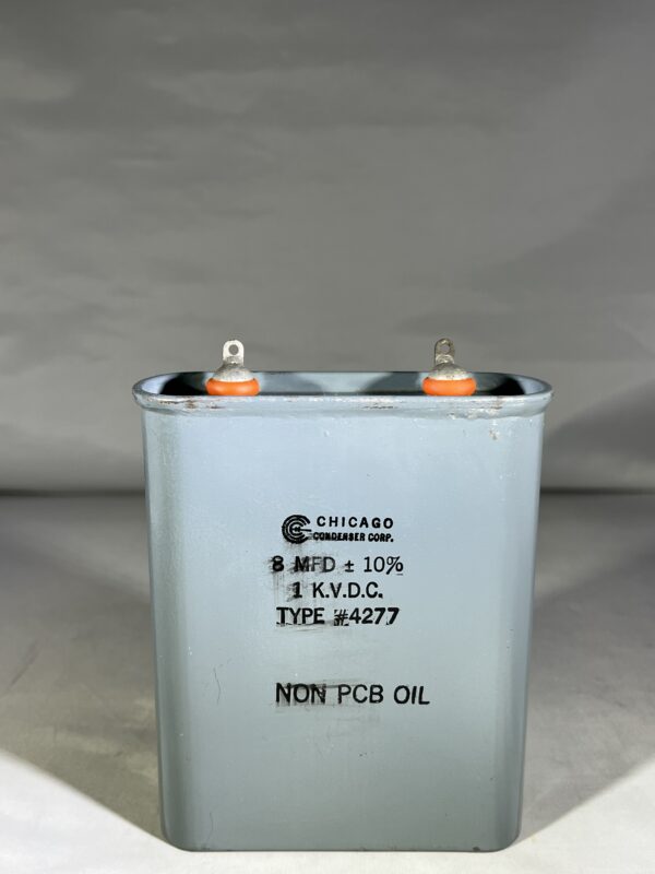 High Voltage Capacitor 8 MFD 1000 VDC P/N 4277 Chicago Condenser Corp