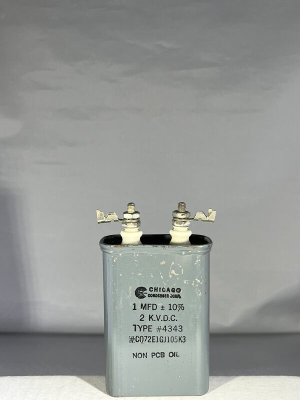 CQ72E1GJ105K3 High Voltage Capacitor 1 MFD 2000 VDC P/N 4343 Chicago Condenser Corp