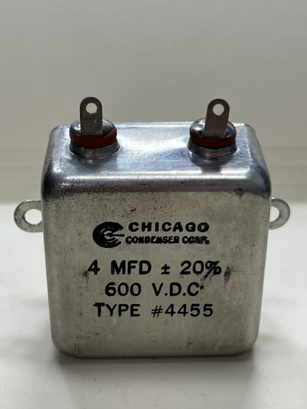 High Voltage Capacitor 4 MFD 600 VDC P/N 4455 Chicago Condenser Corp