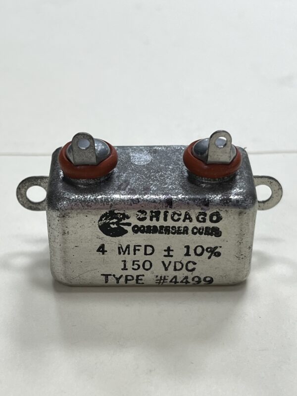 High Voltage Capacitor 4 MFD 150 VDC P/N 4499 Chicago Condenser Corp