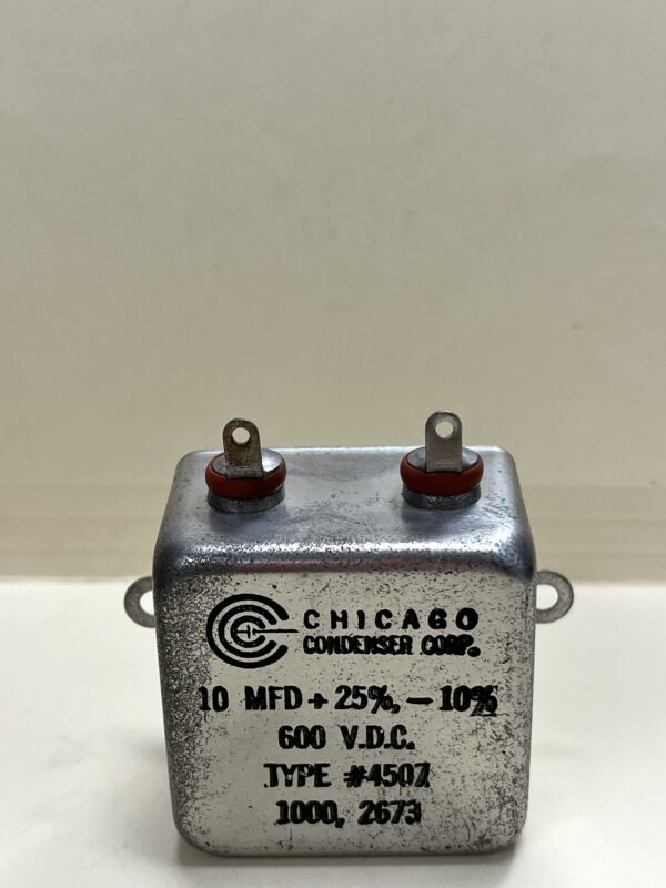 High Voltage Capacitor 10 MFD 600 VDC P/N 4507 Chicago Condenser Corp