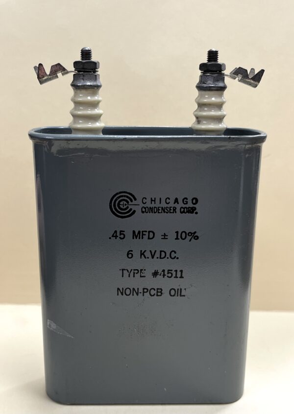High Voltage Capacitor .45 MFD 6000 VDC P/N 4511 Chicago Condenser Corp